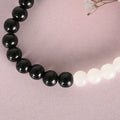 NVR Men & Women Black & White Marbel Crystal Elasticated Bracelet - Distacart