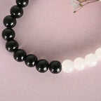NVR Men & Women Black & White Marbel Crystal Elasticated Bracelet - Distacart