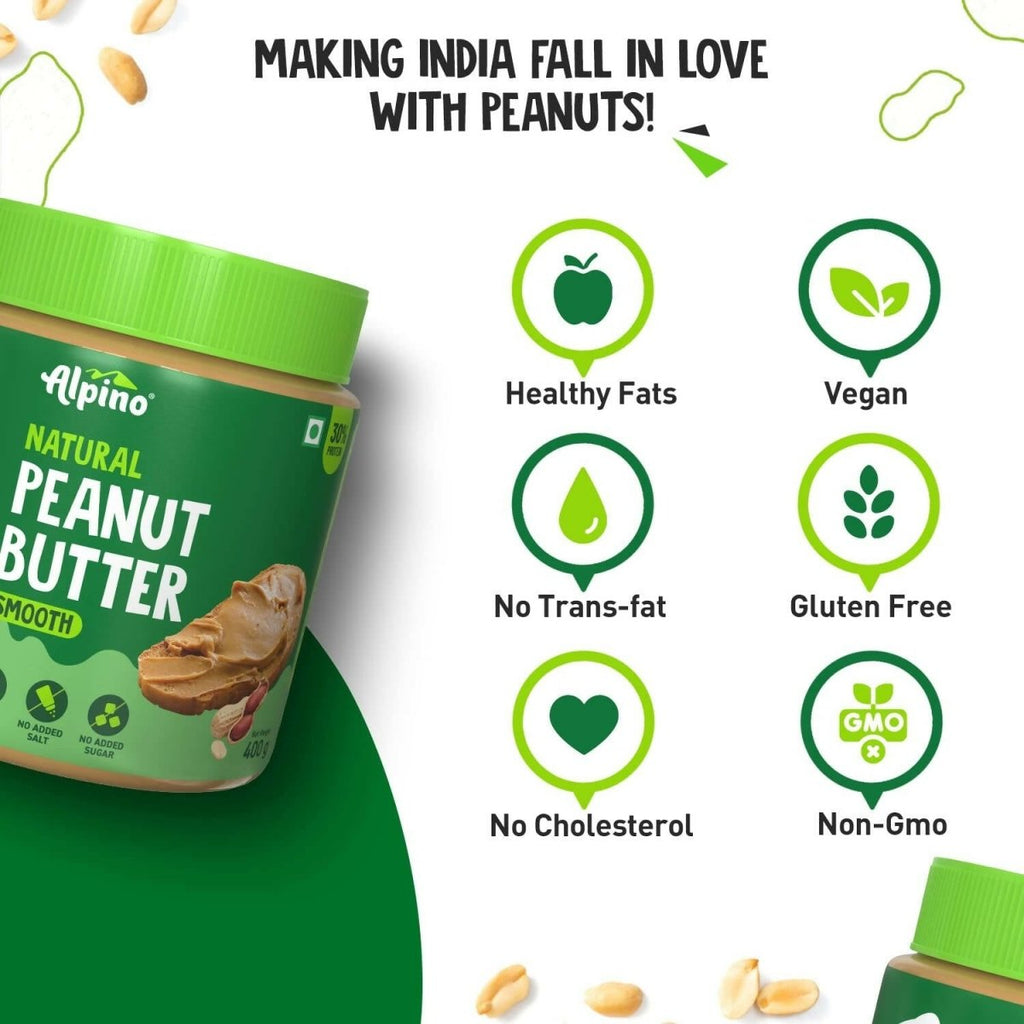 Alpino Natural Peanut Butter Smooth Unsweetened
