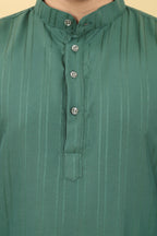 Green Viscose Polyester Solid Men's Kurta - Mahotsav