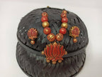 Terracotta Lotus Pendant Necklace Set With Studs-Golden Pink
