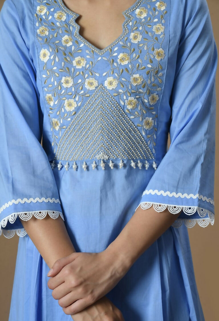 Joban Fashion L.Blue Cotton Kurta Set