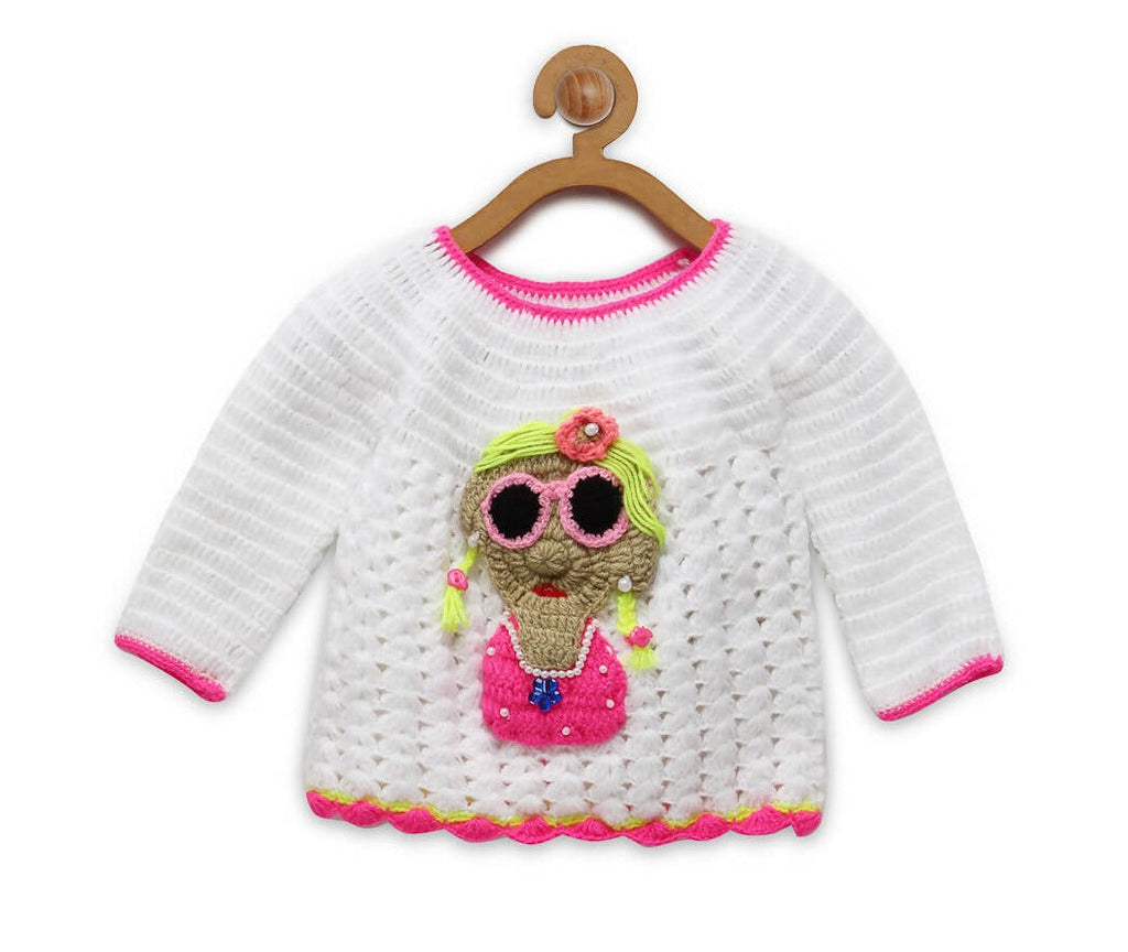 Chutput Kids White Coloured Solid Pullover with Missy Detail