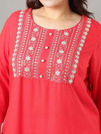 Sztori Floral Embroidered Yoke Design Sequined Straight Kurta