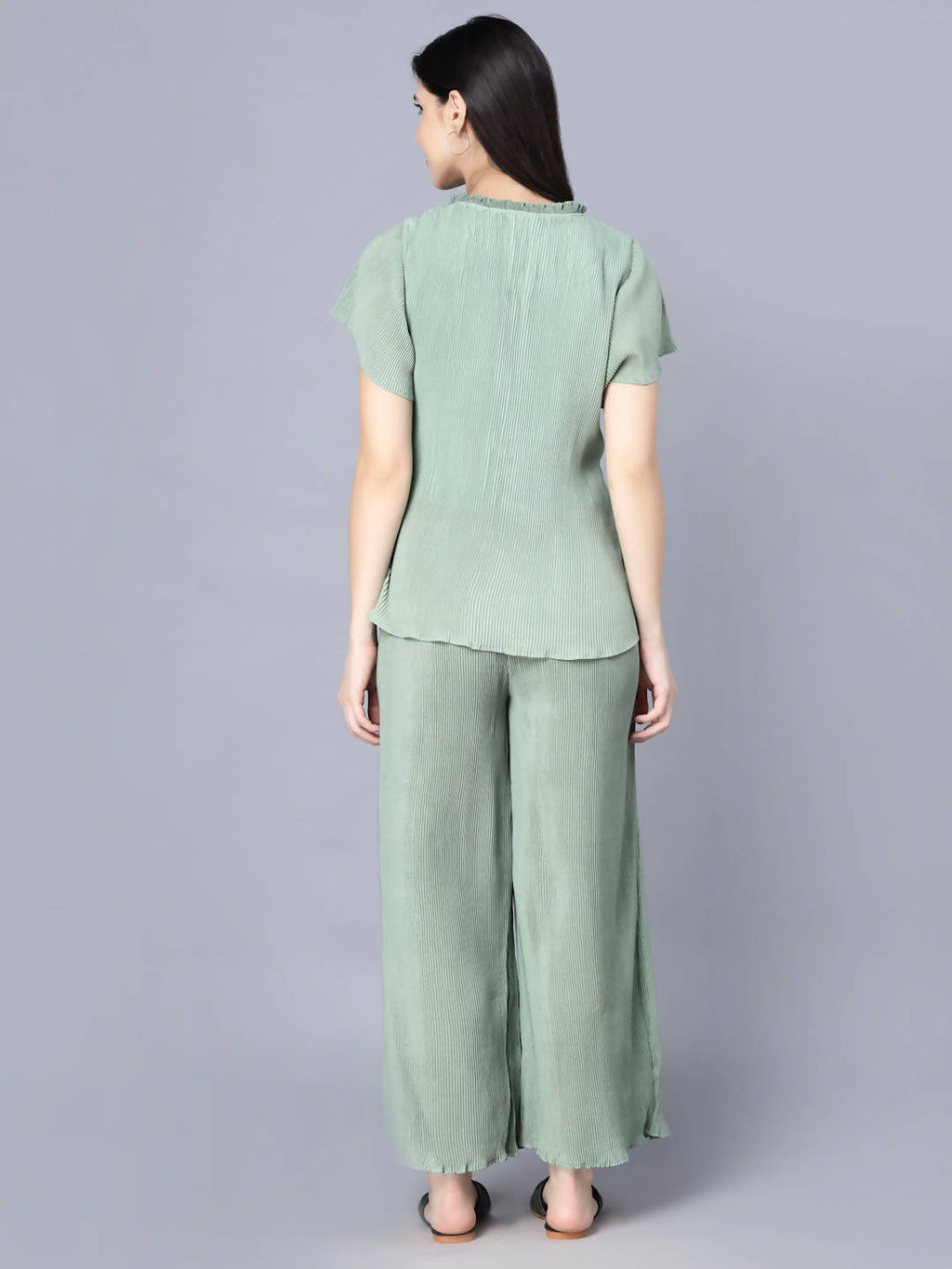Myshka Women Green Top with Palazzos - Distacart