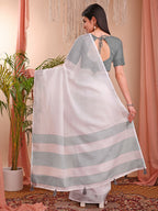 Shree Shyam Fashion The White Loom White Linen Cotton Saree