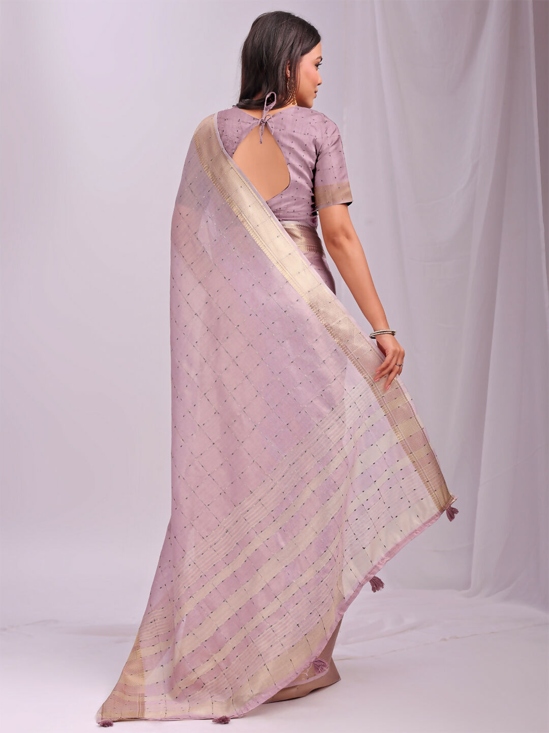 Shree Shyam Fashion Organza Light Pink Saree - Distacart