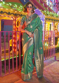 Beautiful Green Handloom Weaving Silk Saree - Emponline