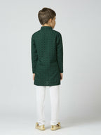 Joban Fashion Kids Island Full Sleeves Cotton Kurta and Pyjama Set with Sequin work - Green - Distacart