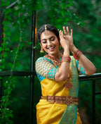 Arfa Fashion House Mustered With Contrast Border Lichi Silk Jacquard Work Saree