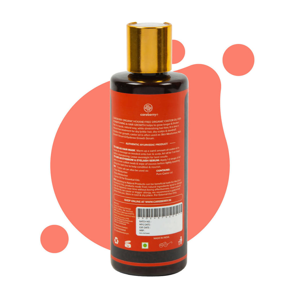 Careberry Organic Hexane-Free Organic Castor Oil For Hair, Face & Body