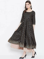 Cheera Embellished Daily Wear Cotton Blend Kurta - Black