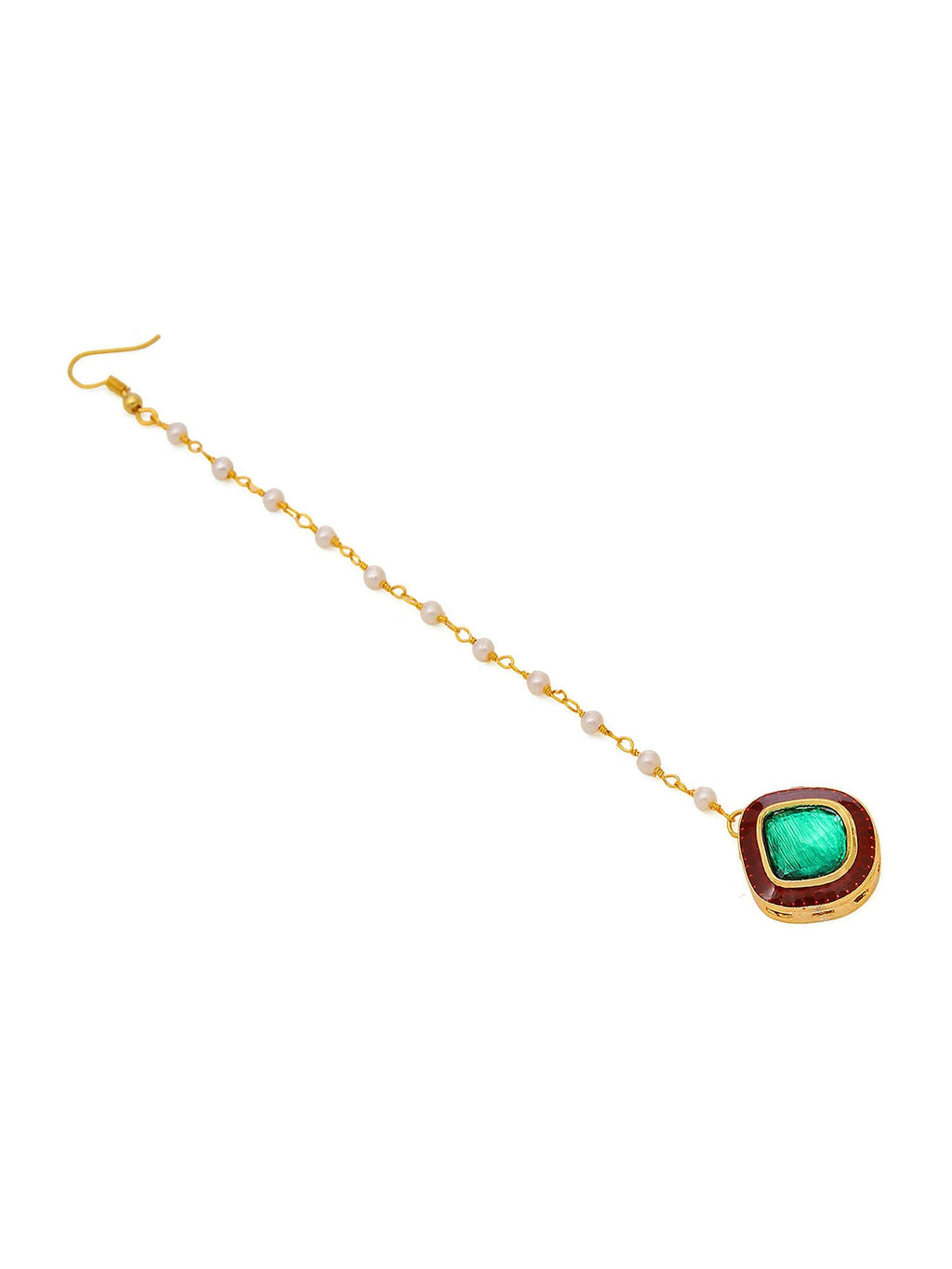 Ruby Raang Green and Red Meenakari Kundan Maang tikka - Distacart