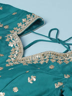 House of Panchhi Green Pure Georgette Sequins Embroidered Lehenga