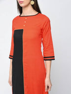 Aniyah Cotton Block Orange Straight Kurta (AN-124K)