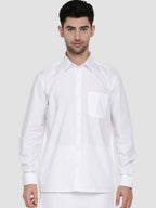 Ramraj Cotton Mens Full Sleeve Formal Poly Cotton White Shirt