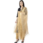 A R SILK VNS Tissue Zari Fancy Dupatta Golden Color Dupatta or Chunni