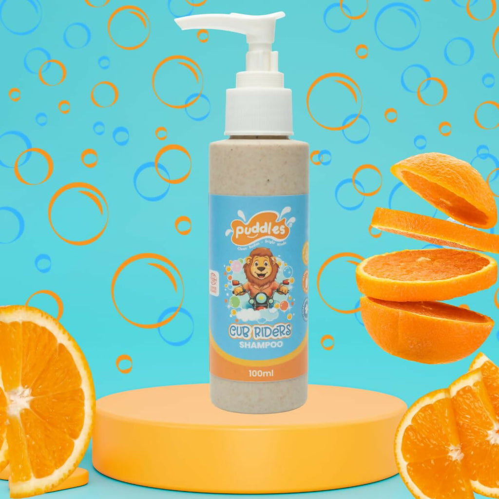 Puddles Organic Playful Shampoo For Kids - Cub Riders - Age 2-12 Yrs, Tear-Free, pH Balanced, Sulfate-Paraben Free