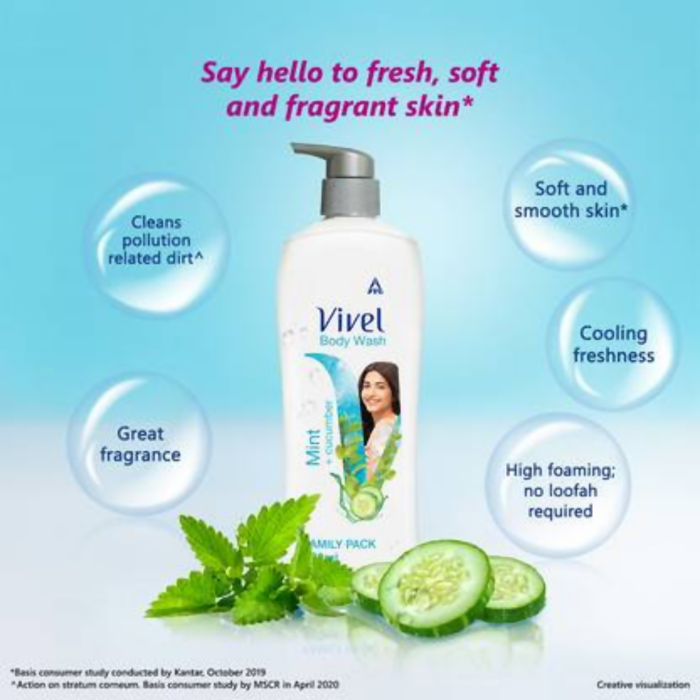 Vivel Body Wash, Lavender & Almond Oil And Mint & Cucumber, Shower Creme Combo Pack