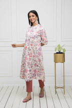 Myshka Women Cotton A-Line Round Neck Multi Floral Kurtas - Distacart