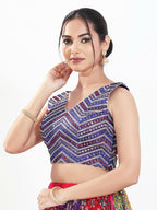 Joban Fashion Purple Silk Padded Blouse With V Neck Sleeveless - Distacart