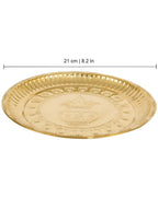 Spillbox Gold-Toned Brass Kumbham Embossed Round Thali Pooja Essential