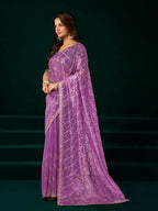 Joban Fashion Lavender Net Party Wear Sarees - Distacart