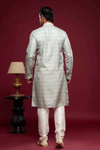 Raivat Ethnic Art Silk Digital Print Pintux Work Kurta Pajama In Sky Blue Colour