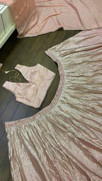 Jyoti Fashion Women's Peach Satin Silk Sequins Designer Lehenga Choli Set