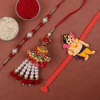 Bal Ganesha Rakhi With Pearl Lumba Set