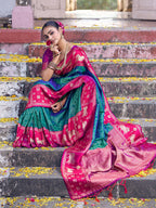 Shree Shyam Fashion Teal Soft Silk Saree - Distacart