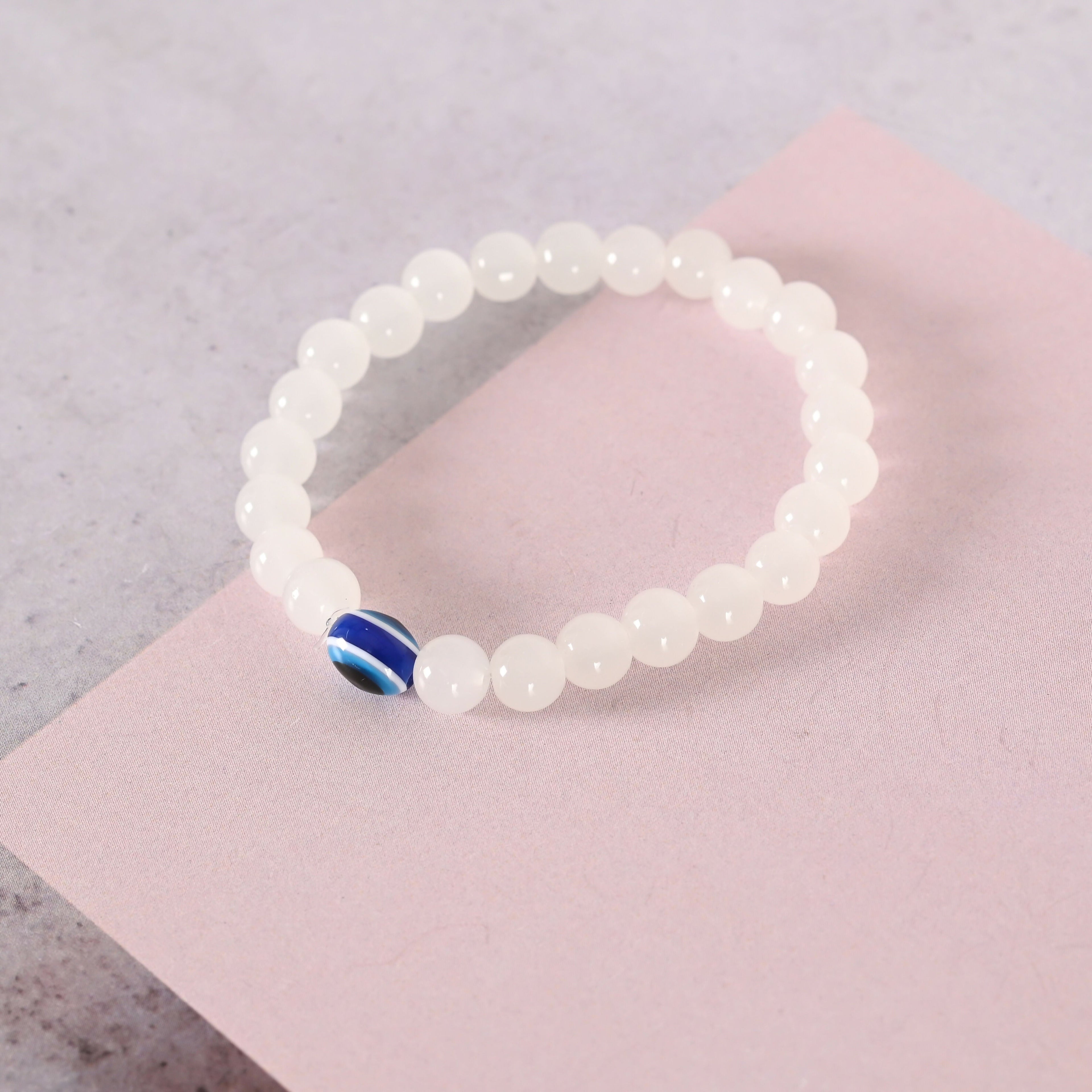 NVR Men & Women Evil Eye Crystal Elasticated Bracelet - Distacart