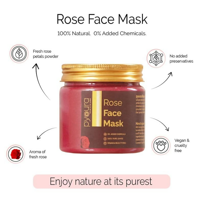 Pyoura Rose Face Mask No Clay Only 100% Pure Rose Petal Powder