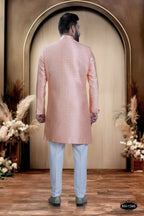 Joban Fashion Men's Pink Brocade Kurta with Pyjama