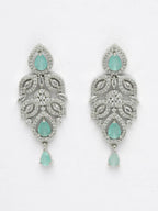 NVR Women's silver plated Turquoise CZ stone handcrafted jewellery set