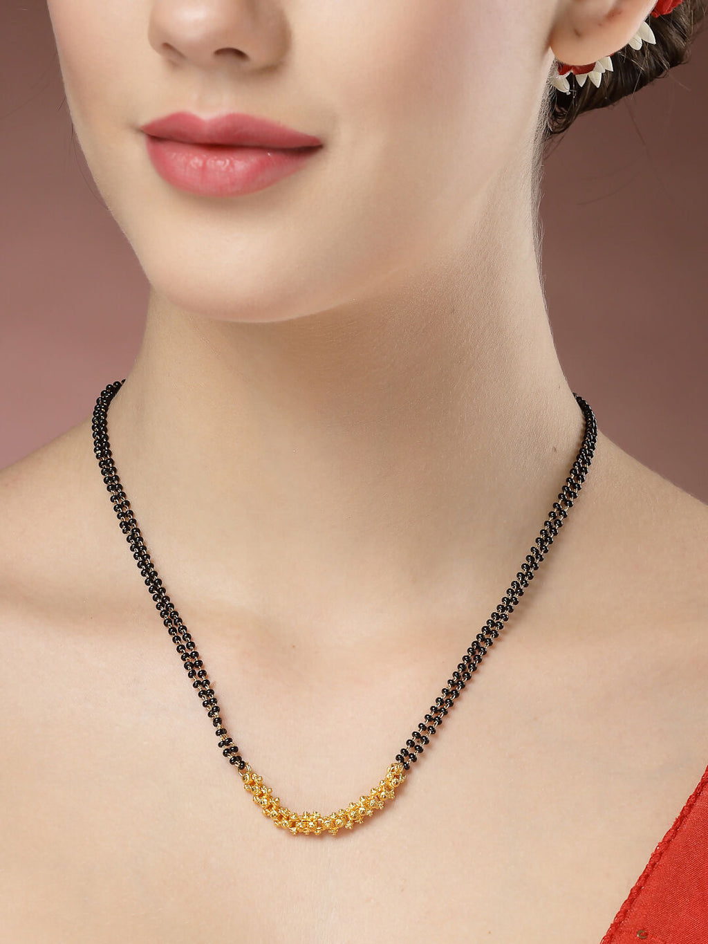 NVR Women's Gold-Polished Black Beaded Mangalsutra - Distacart
