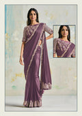 Satin Silk Crepe Saree With Stitched Blouse - Mohmanthan Royal
