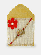 NVR Men Set of 2 Gold-Toned Ganesha Stone-Studded Rakhi With Roli Chawal & Chocolate - Distacart