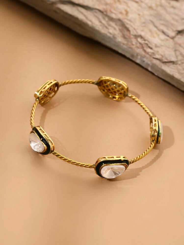 Antique Finish Kundan bangle - Ruby Raang