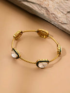 Antique Finish Kundan bangle - Ruby Raang
