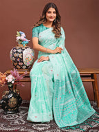 Shree Shyam Fashion Anaya Sea Green Linen Cotton Saree