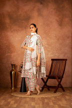 Joban Fashion Red Green Hand Block Printed Cotton Suit Set - Distacart