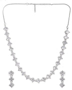 VOJ Silver Plated AD Studded Choker Jewellery Set