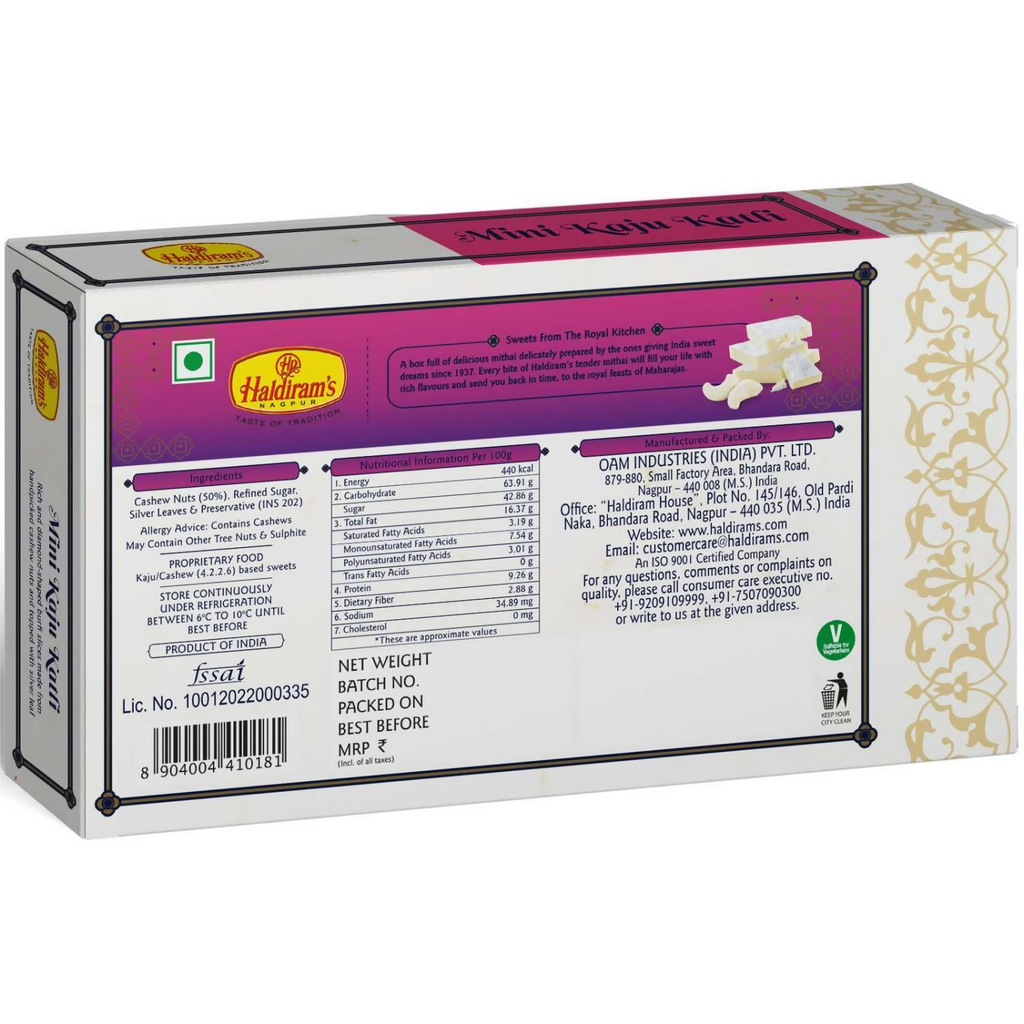 Haldiram's Nagpur Kaju Katli, Badam Katli, Mini Kaju Katli - Distacart