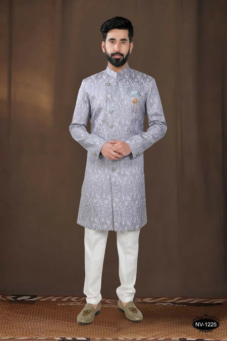 Joban Fashion Men's Grey Woven Jacquard Kurta with Pyjama