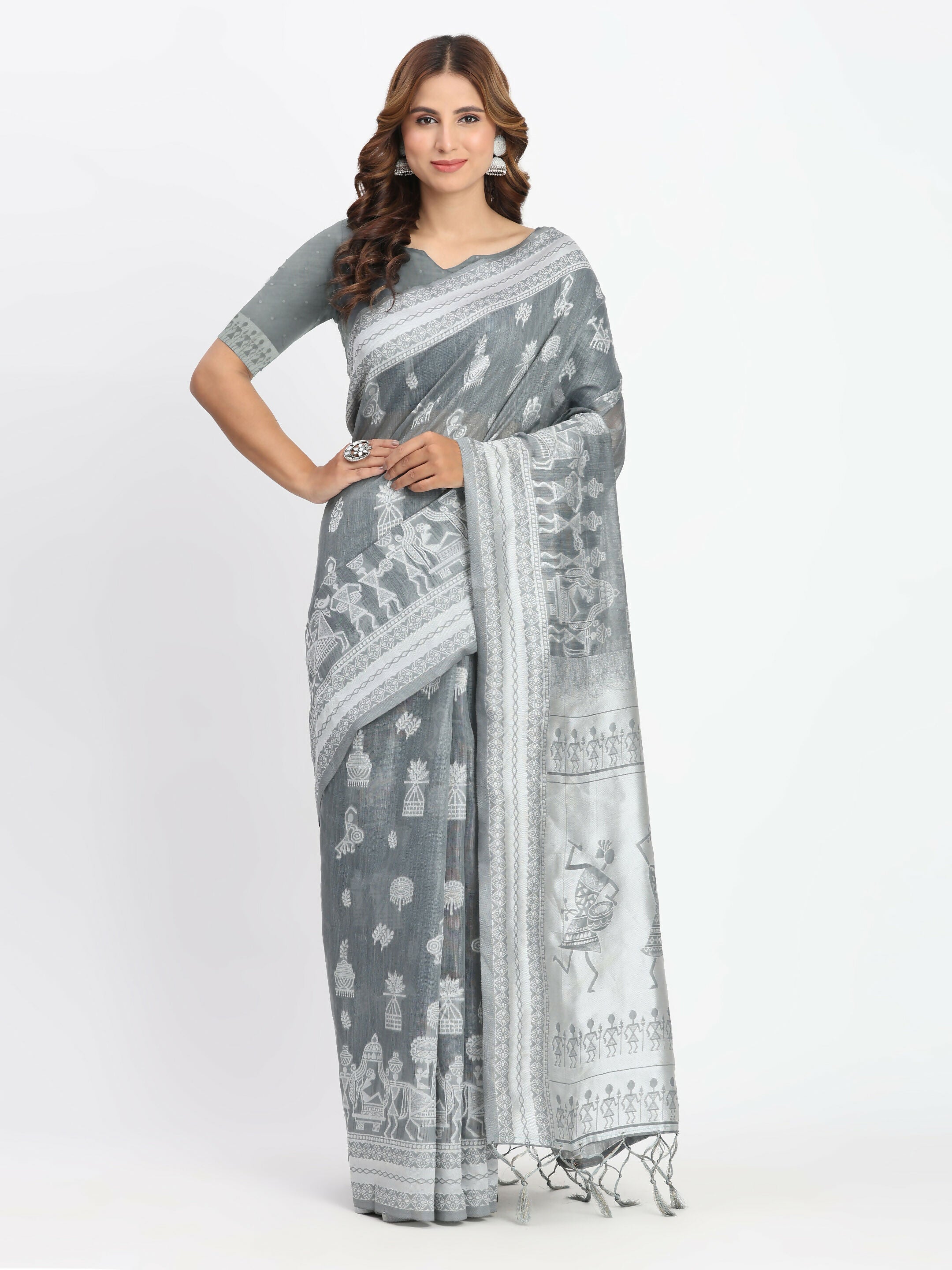 Shree Shyam Fashion Linen Cotton Pink Saree - Distacart
