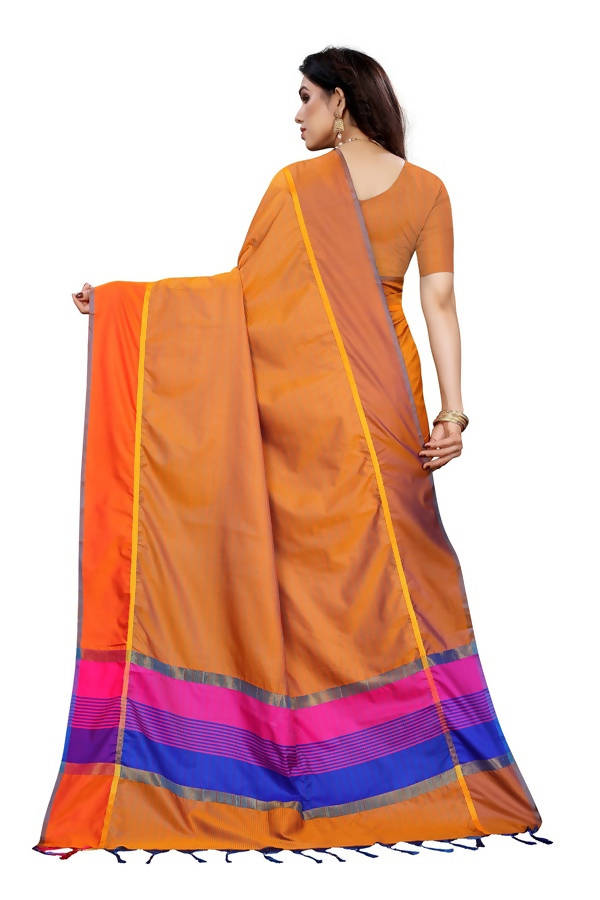 Vamika Orange Cotton Silk Weaving Saree (Binita Orange)