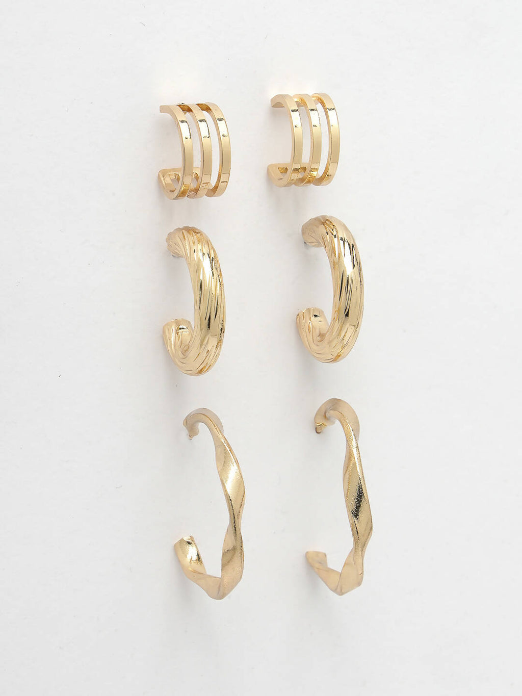 NVR Women's Set of 3 Gold-Plated Hoop Earrings - Distacart