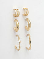 NVR Women's Set of 3 Gold-Plated Hoop Earrings - Distacart