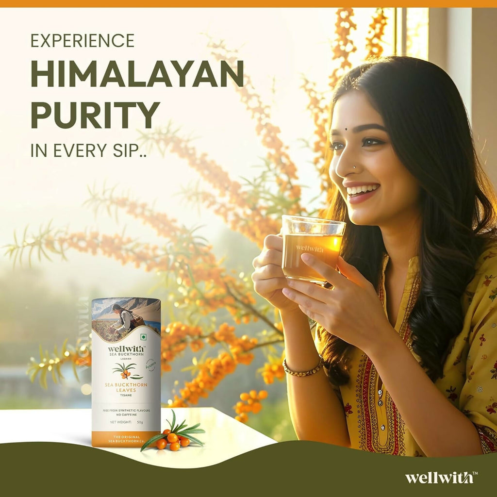 Wellwith Sea Buckthorn Raw Leaves Tea - Himalayan Herbal Leaf Tea - Distacart